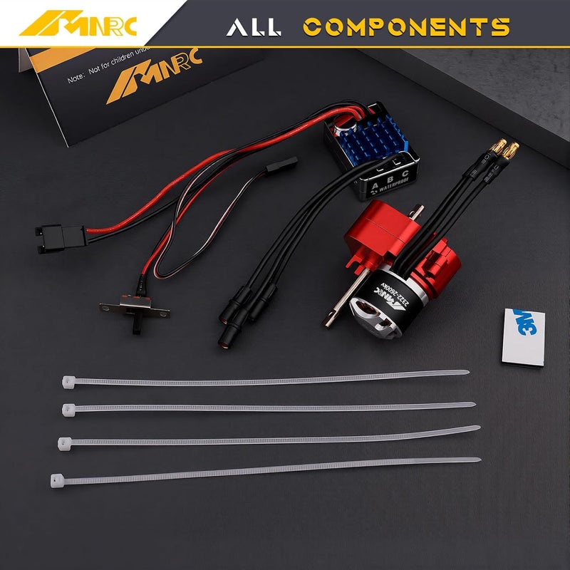NMNRC Alloy Transmission & 2322 2600kv Brushless Motor & 45A Brushless ESC for MN82 MN99S MN168 MN78 Series Upgrades Part Red - Image 2